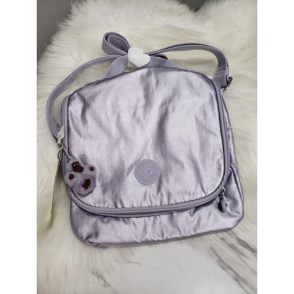 NEW Kipling New Kichirou Lunch Bag in Metallic Purple NWT LIGHT LILAC LENORE